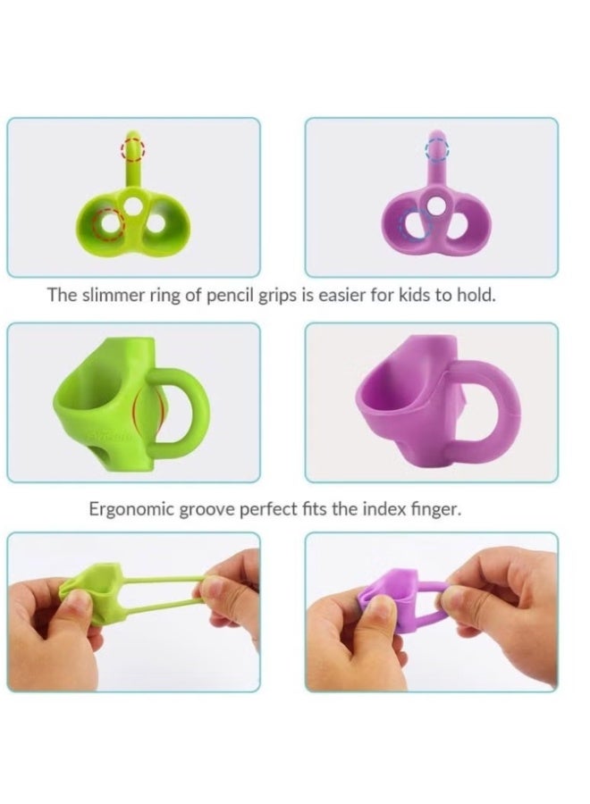 Pencil Grips, Breakthrough Assorted Writing Aid Grip Trainer Posture Correction Finger Grip for Kids Preschoolers, Children, Adults, Special Needs for Lefties or Righties (4PCS) - Image 2