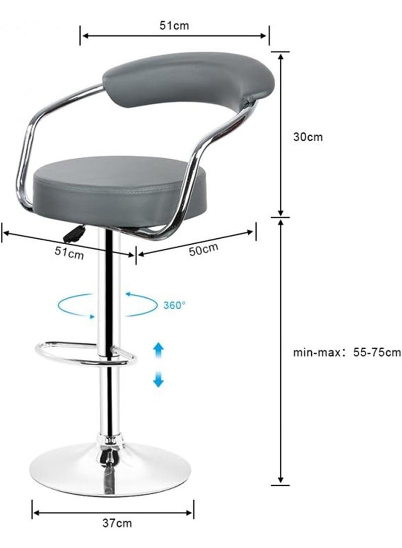 Set of 2 Modern Swivel Bar Stools – Round Bar Chairs, White, Ideal for Living Room, Home Office, Kitchen - Image 2