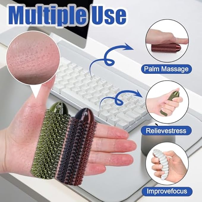 comwish Little Ouchies Pain Fidget - Portable Stim Tool, Fidget Toy for Adults, Pain Stim Fidget, 3D Printed Spiky Grippie Stim Keychain for Anxiety Relief, Novelty Gifts (Black Gold+Black Red-2pcs ) - Image 3