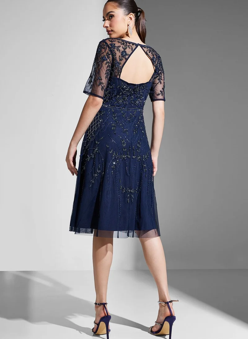 Adrianna Papell Sweetheart Neck Embellished Dress