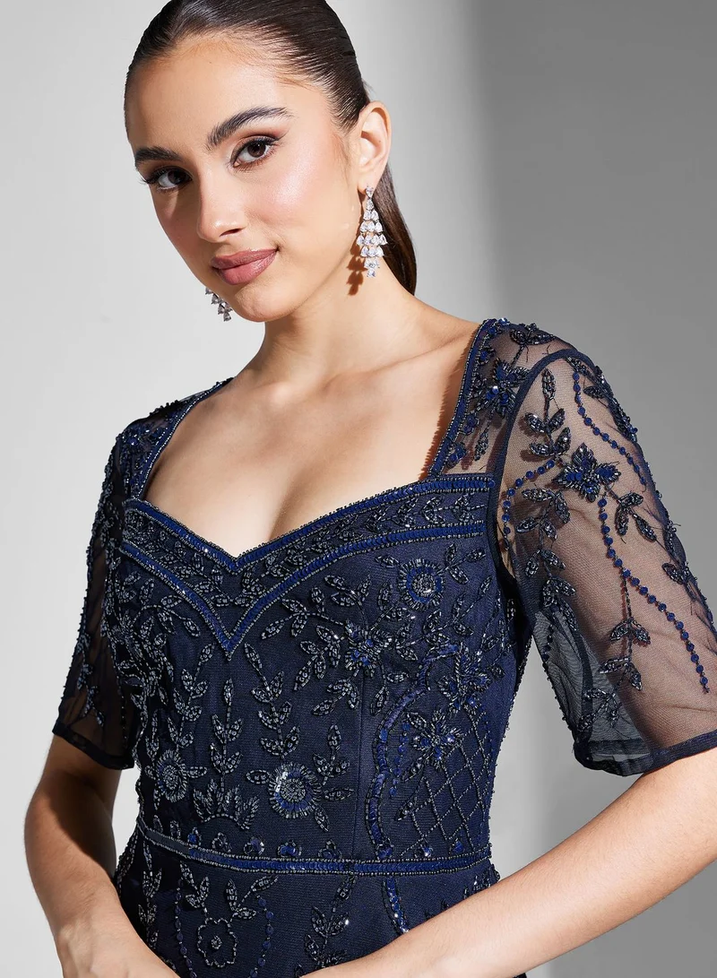 Adrianna Papell Sweetheart Neck Embellished Dress