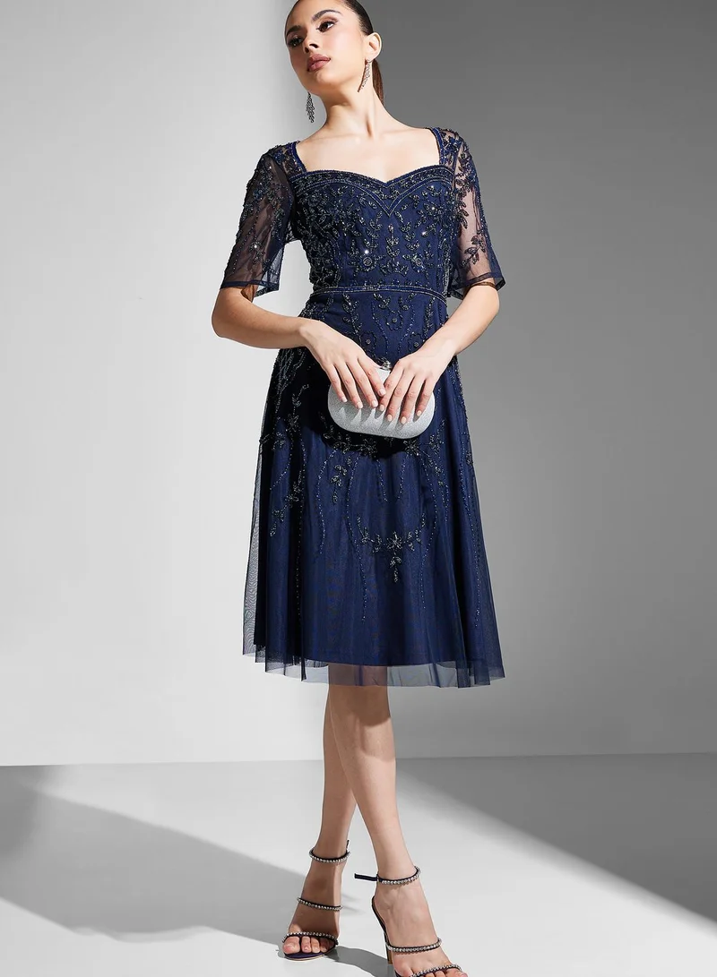 Adrianna Papell Sweetheart Neck Embellished Dress