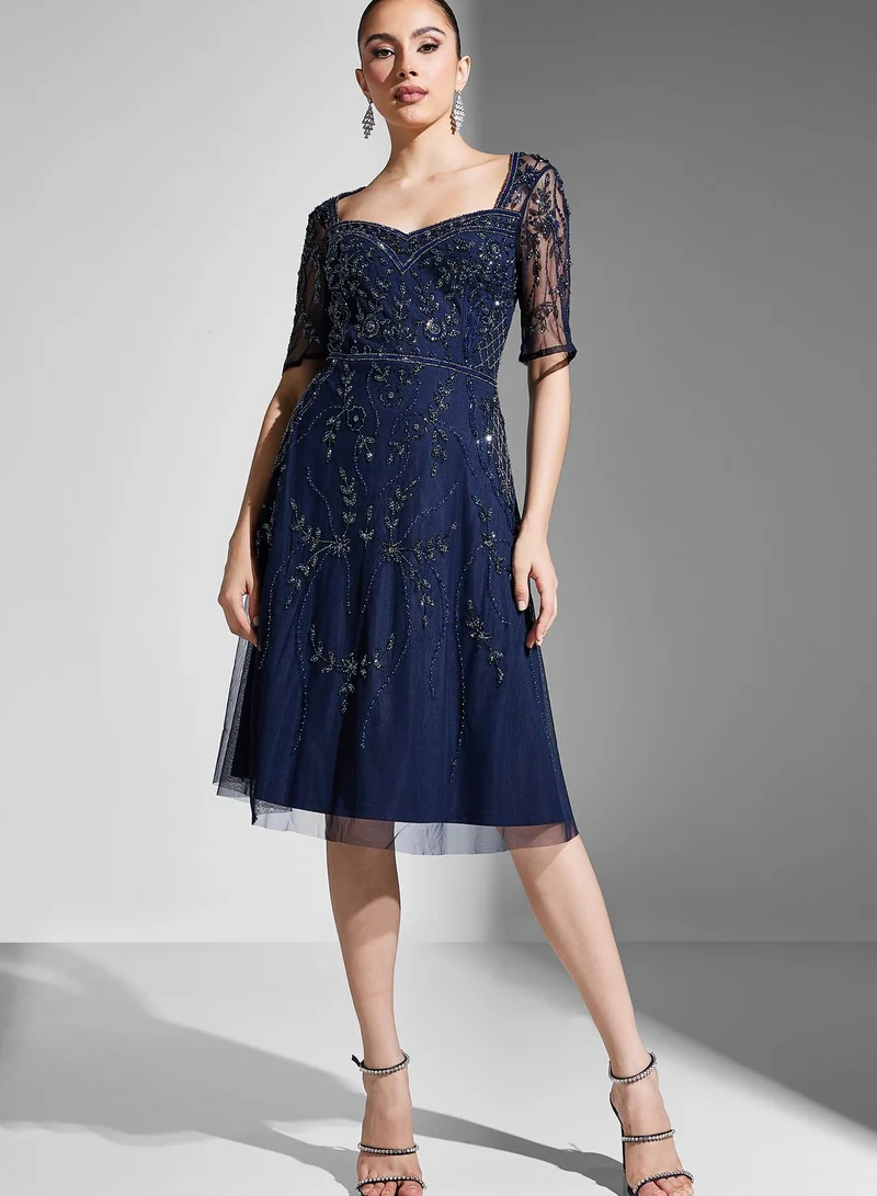 Adrianna Papell Sweetheart Neck Embellished Dress