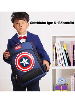 SAPU Marvel Captain America Backpack, Teen Backpack, Boy Backpack, High Quality, Waterproof, Comfortable and Breathable 16.2 inch Blue/Black  - Image 3