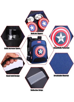 SAPU Marvel Captain America Backpack, Teen Backpack, Boy Backpack, High Quality, Waterproof, Comfortable and Breathable 16.2 inch Blue/Black  - Image 2