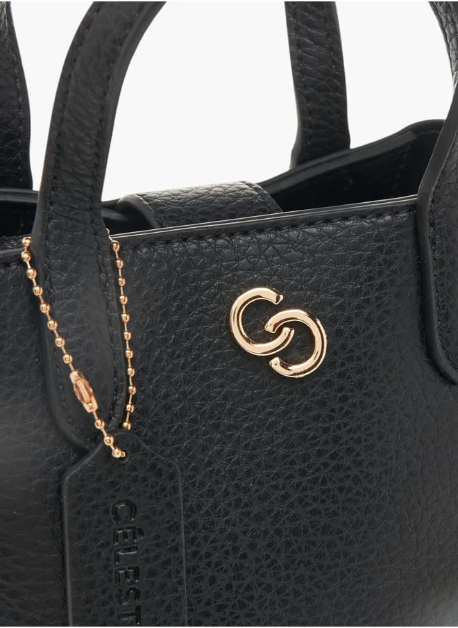 سيليست Women Textured Tote Bag with Detachable Strap and Zip Closure