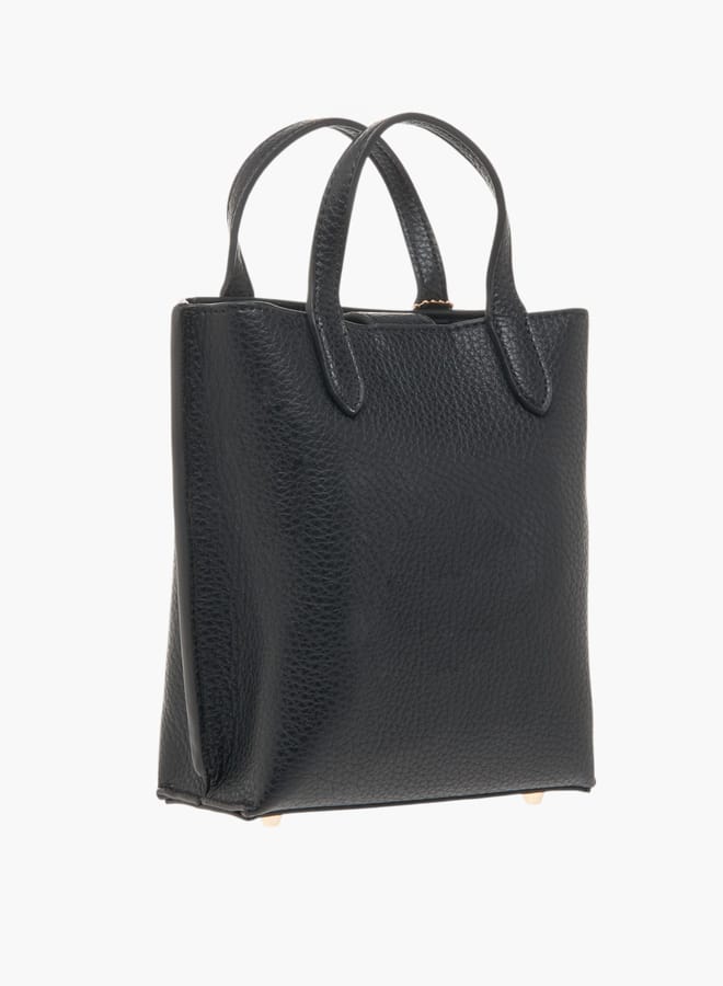 Celeste Women Textured Tote Bag with Detachable Strap and Zip Closure  - Image 3