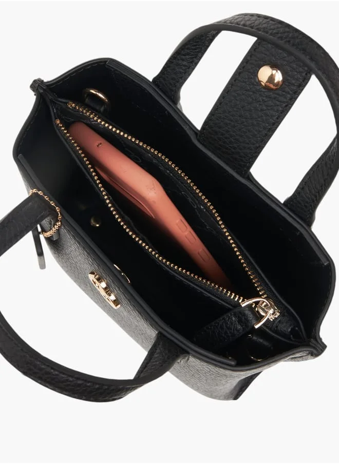 سيليست Women Textured Tote Bag with Detachable Strap and Zip Closure