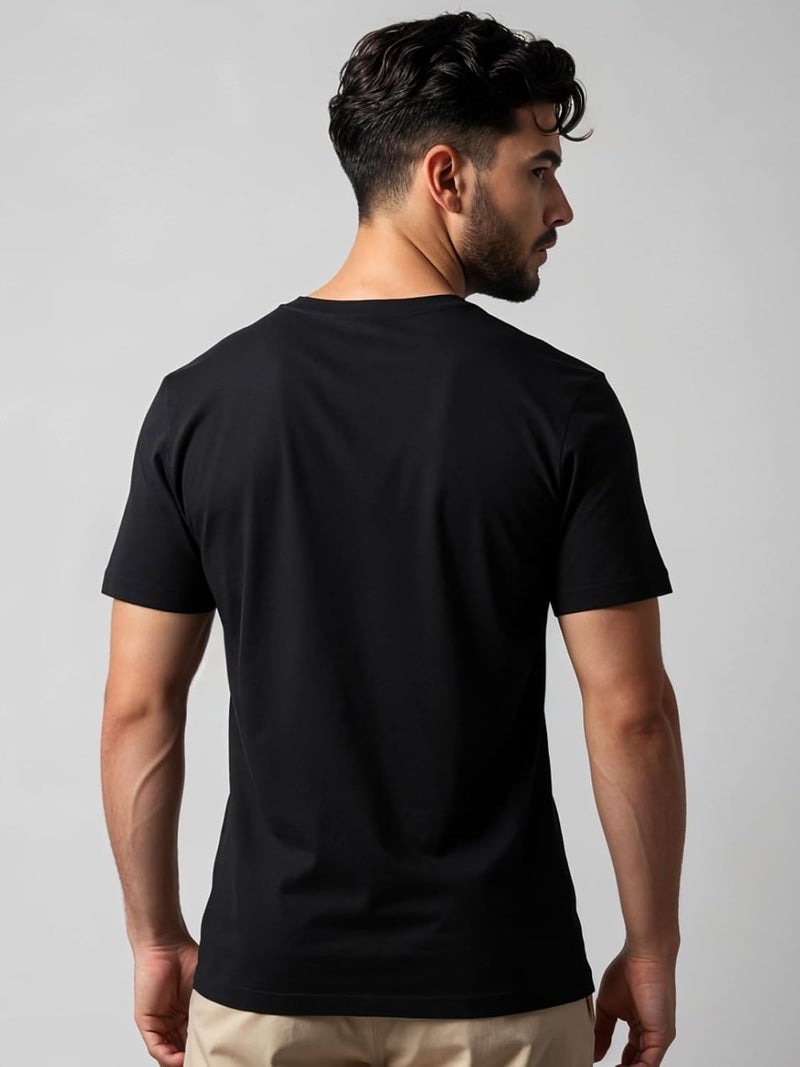 ADRO Men's Regular Fit T-Shirt with Abstract Camo Lines Design - 180 GSM Cotton Lycra Casual Half Sleeve Black Round Neck Graphic Tee - Image 4