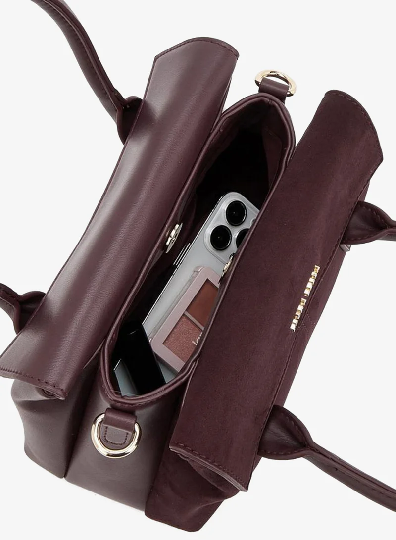 Flora Bella By Shoexpress BURGUNDY Textured Crossbody Bag With Detachable Strap for Women | Best Price UAE