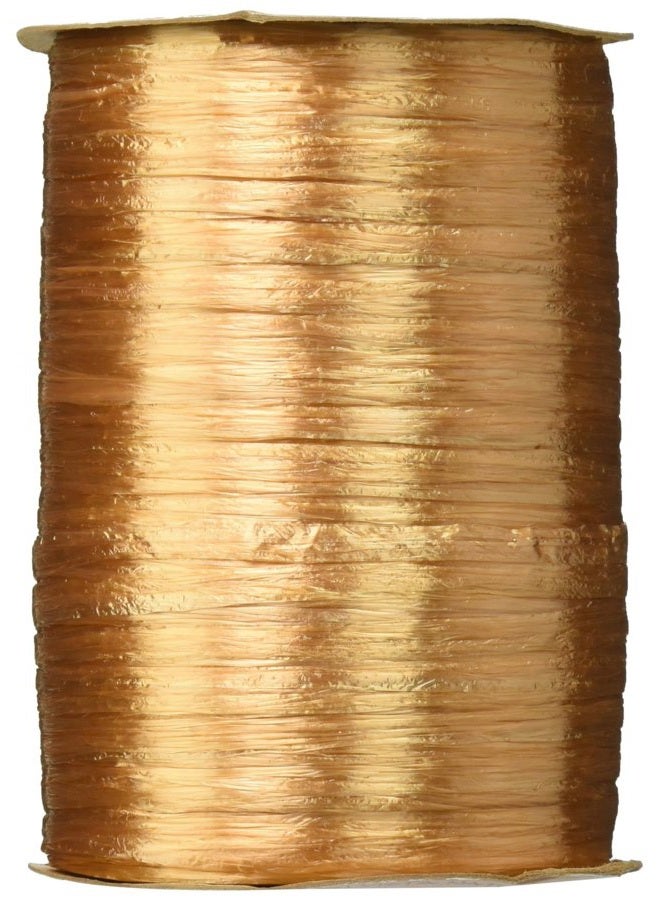 Berwick Offray 1/4'' Wide Pearlized Raffia Ribbon, Gold, 100 Yards, 7MM
