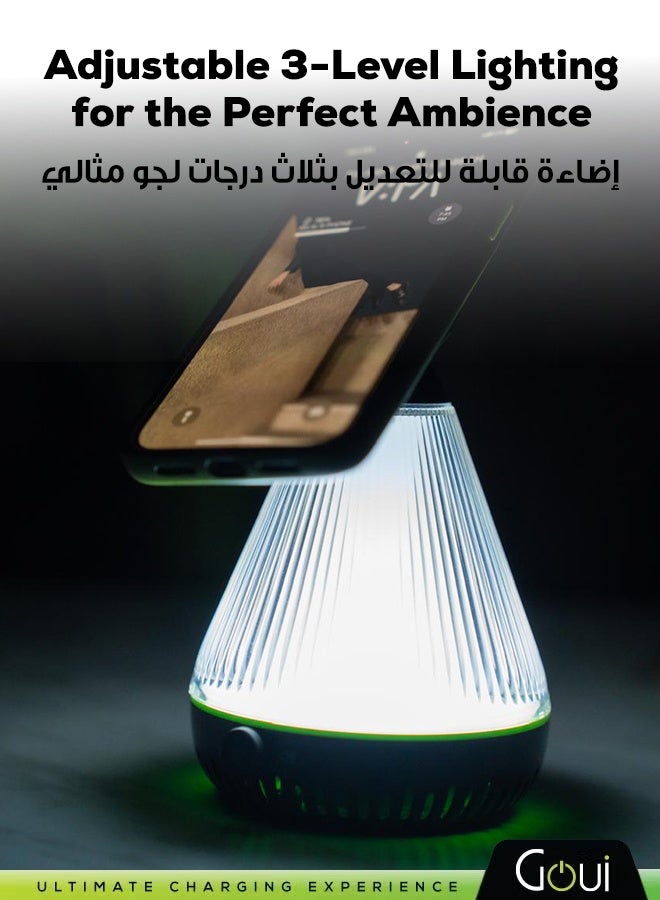 Goui Lantern with Dimmable Light, Wireless Charger, and Bluetooth Speaker – All-in-One Solution for Home, Office, and Outdoor Use with Long Battery Life and Fast Charging - Multicolour - Image 2