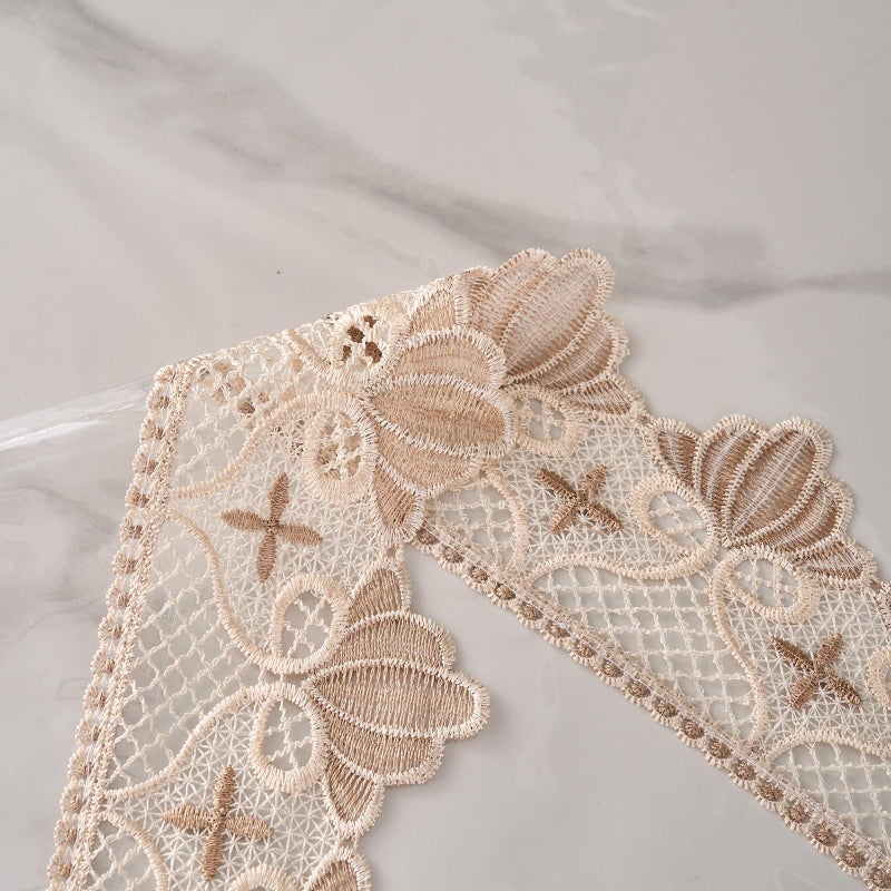 LIBERECOO Clear Vinyl Tablecloth with Stitched Loral Lace Trim, 60 x 60 Square Waterproof Oilproof Plastic Table Cover with Embroidered Edge Tablecloths Protector - Image 3