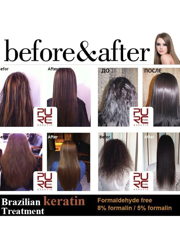 PURC - PURC prestretch wash Brazilian oil care set to repair dry and frizzy hair, soften and straighten keratin set - Image 1