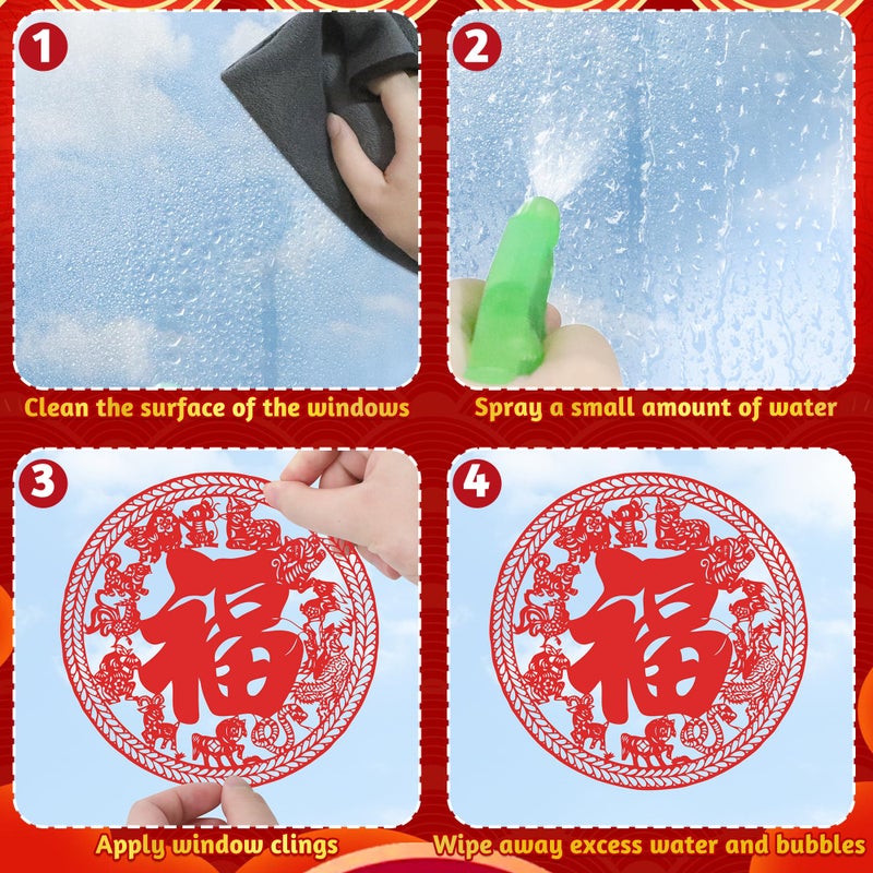 Traplace 9 Sheets Chinese New Year Window Clings, Horse Year Decor for Window, 2026 Lunar New Year Decorations, Red Spring Festival Decals Double-Sided Stickers for Festival Family Gathering Door Wall Decor - Image 3