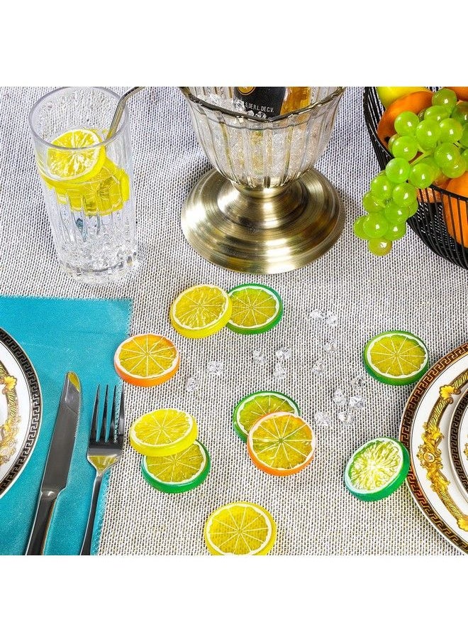 Canlierr 300 Pieces Clear Fake Crushed Ice Cubes Rocks And 20 Pieces Simulation Lemon Slices Artificial Fruits And Acrylic Diamonds Clear Ice For Vase Fillers Table Centerpiece Decor Wedding (2 X 0.4 Inch)  - Image 5