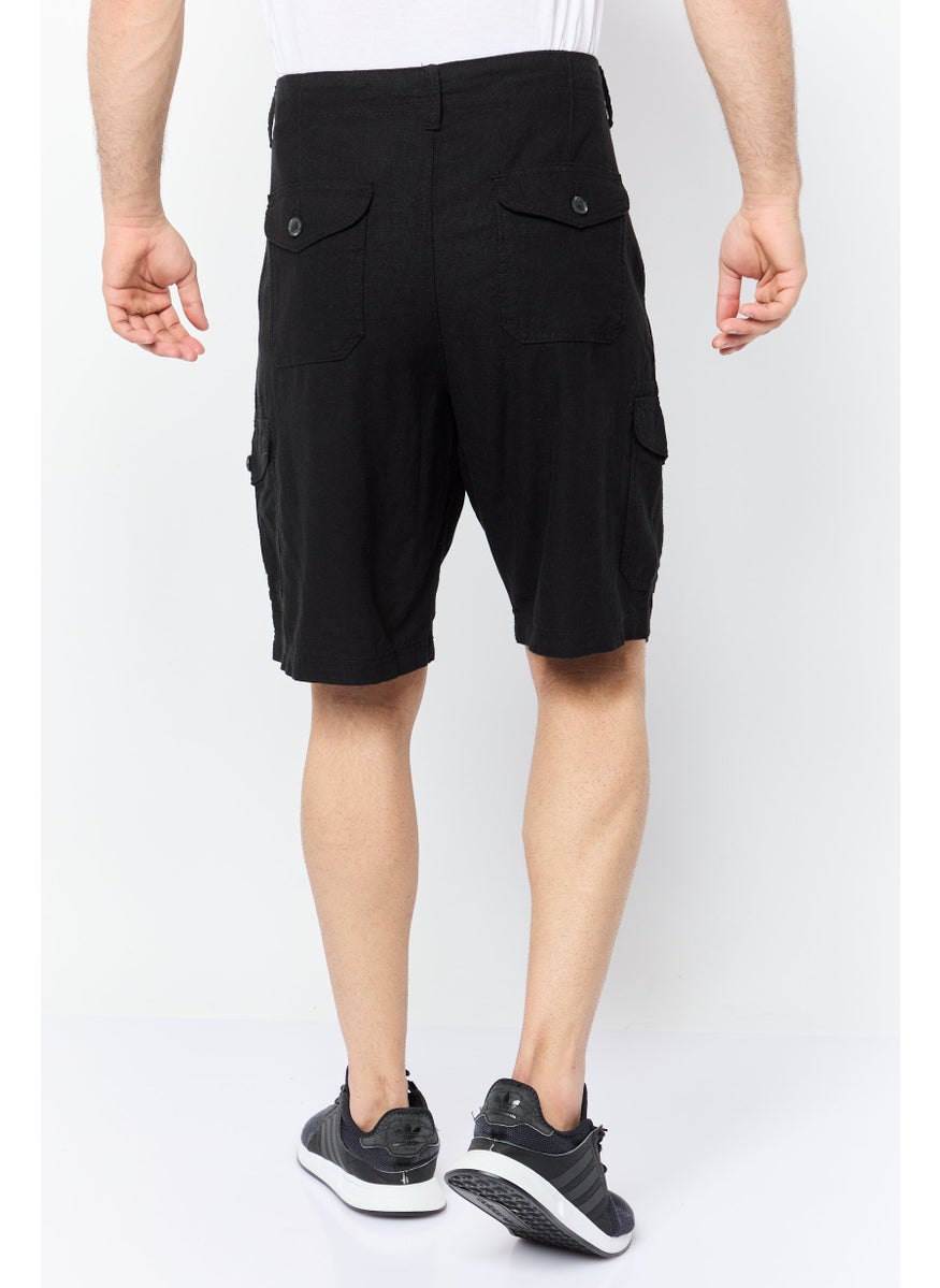 Threadbare Men Solid Cargo Short, Black  - Image 4