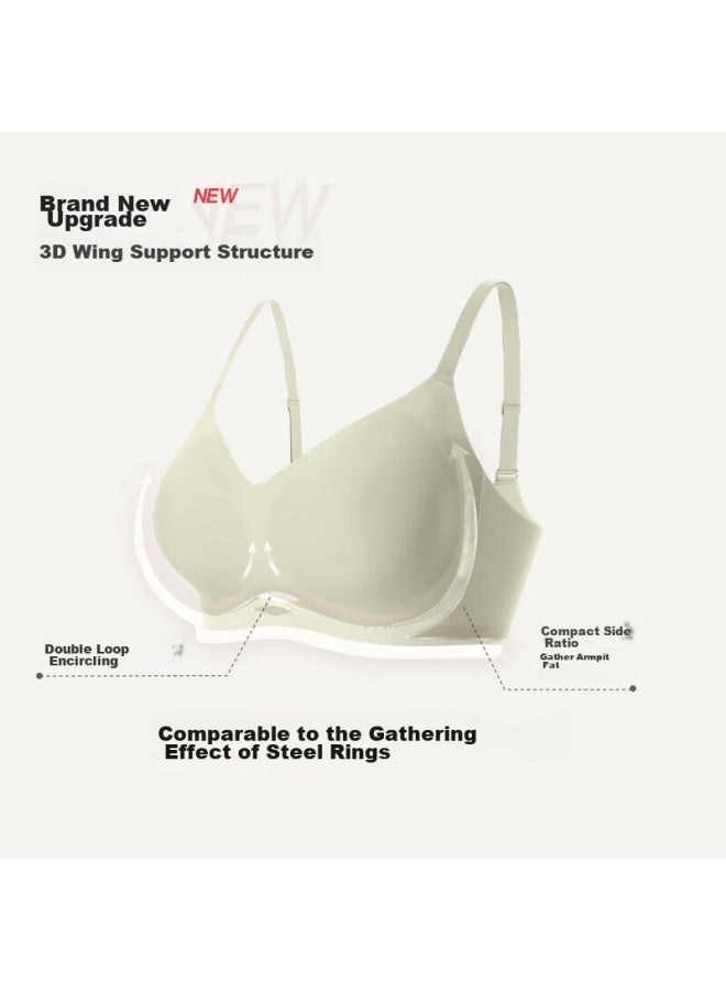Ubras Soft Support Bra, Women's Underwear, Seamless Wireless Push-up Bra, Milk Salt Blue, L+ - Image 1