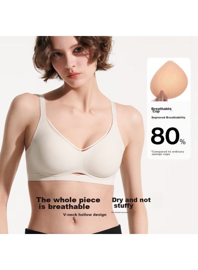 Ubras Soft Support Bra, Women's Underwear, Seamless Wireless Push-up Bra, Milk Salt Blue, L+ - Image 2
