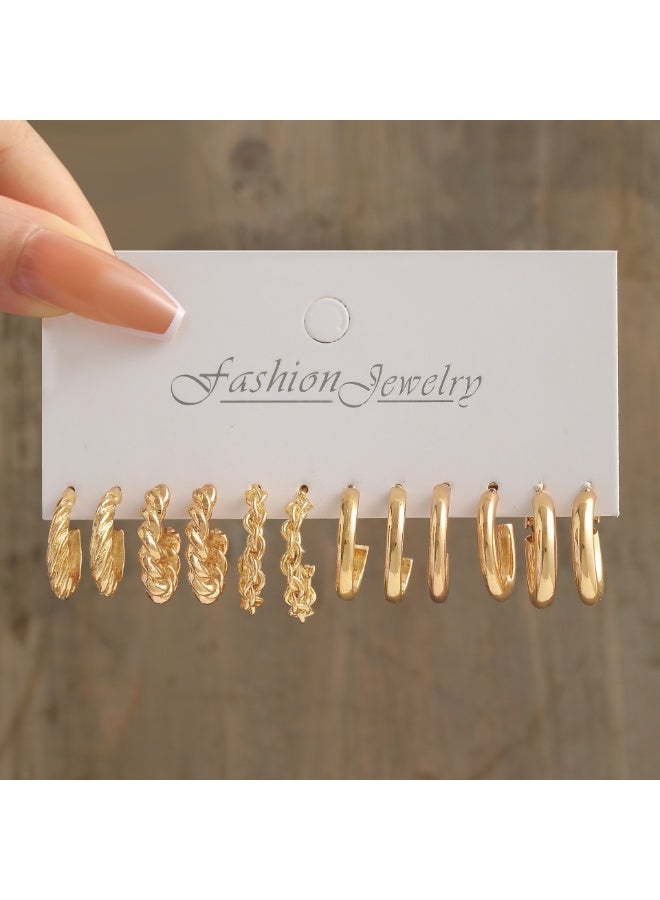 KUYING New Square Geometric Earrings Retro Pearl Imitation Earring Set