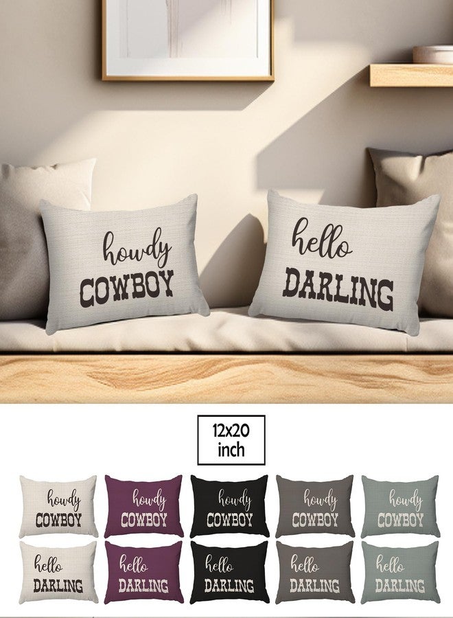PUHEI Western Throw Pillows - Western Bedroom Decor Throw Pillow Cover, Western Pillow Covers, Western Home Decor, Couple Pillow Case 12 x 20 Inch Sofa Bed, Western Couples Gifts (Off-White) - Image 5