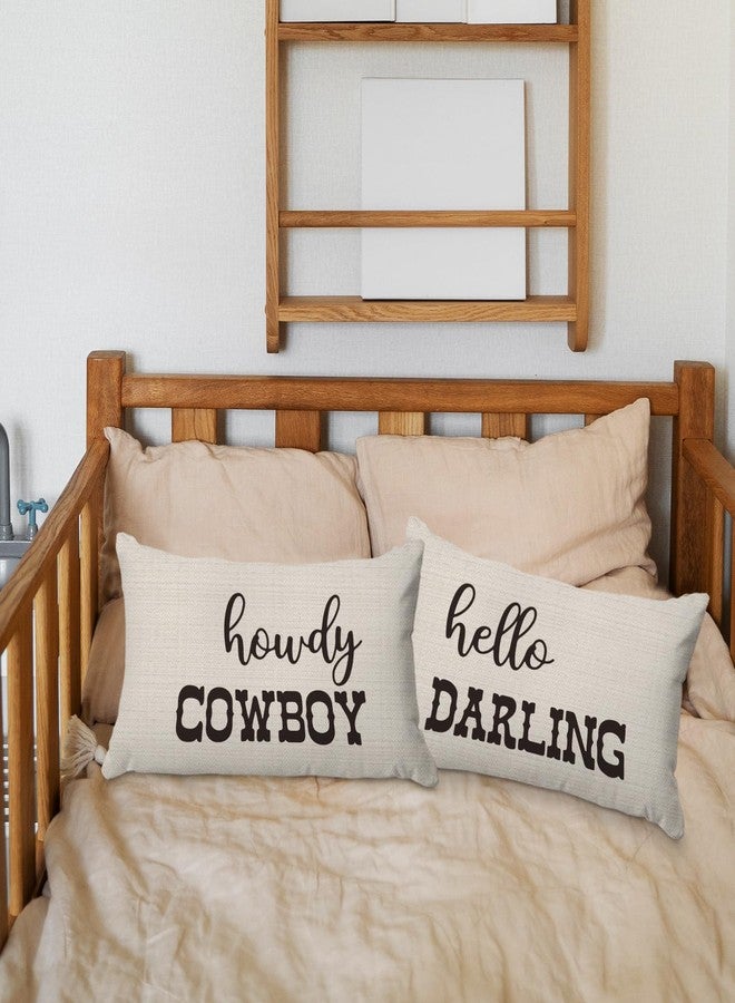 PUHEI Western Throw Pillows - Western Bedroom Decor Throw Pillow Cover, Western Pillow Covers, Western Home Decor, Couple Pillow Case 12 x 20 Inch Sofa Bed, Western Couples Gifts (Off-White) - Image 3
