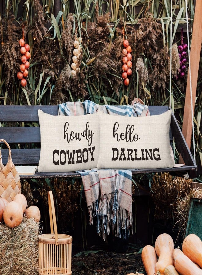 PUHEI Western Throw Pillows - Western Bedroom Decor Throw Pillow Cover, Western Pillow Covers, Western Home Decor, Couple Pillow Case 12 x 20 Inch Sofa Bed, Western Couples Gifts (Off-White) - Image 4