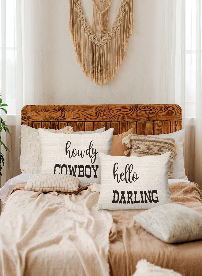 PUHEI Western Throw Pillows - Western Bedroom Decor Throw Pillow Cover, Western Pillow Covers, Western Home Decor, Couple Pillow Case 12 x 20 Inch Sofa Bed, Western Couples Gifts (Off-White) - Image 2