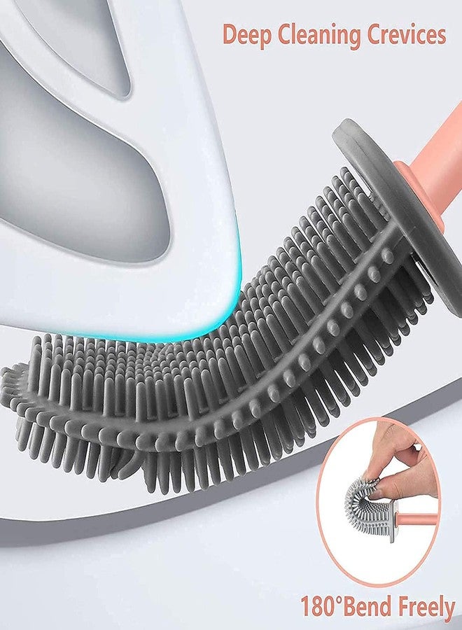 hyndrix Pack of 1 Silicone Water Drop Toilet Brush and Holder Set, Wall Mounted Deep Cleaning Toilet Bowl Brush for Bathroom Toilet Brush and Holder Set - Image 2