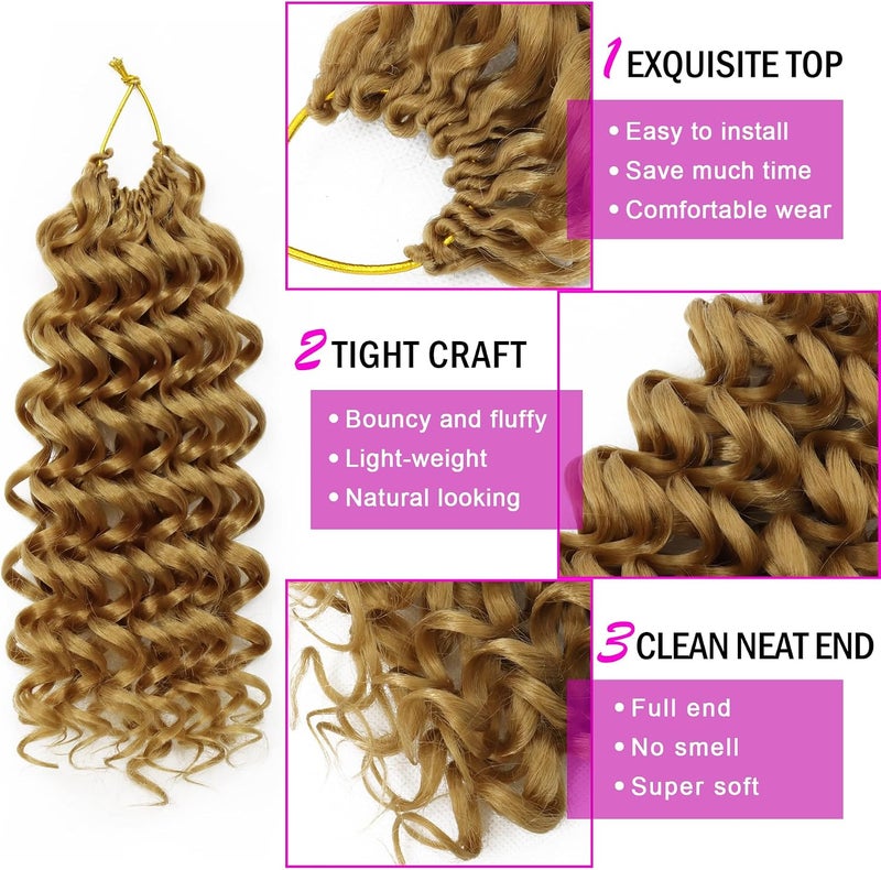 Eerya 7 Packs GoGo Curl Crochet Hair Short Curly Crochet Hair for Women Water Wave Beach Curl Deep Twist Crochet Braids Synthetic crochet Hair Extensions (10 Inch, #27) - Image 4