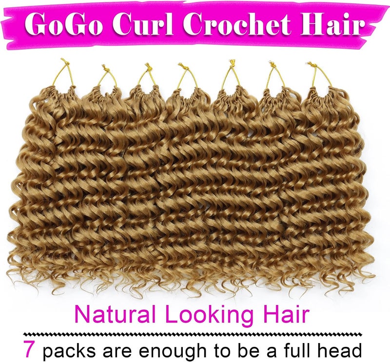 Eerya 7 Packs GoGo Curl Crochet Hair Short Curly Crochet Hair for Women Water Wave Beach Curl Deep Twist Crochet Braids Synthetic crochet Hair Extensions (10 Inch, #27) - Image 2