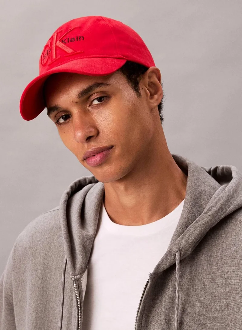 Calvin Klein Flame Scarlet Layered Monogram Logo Graphic Baseball Cap for Men | Best Price UAE