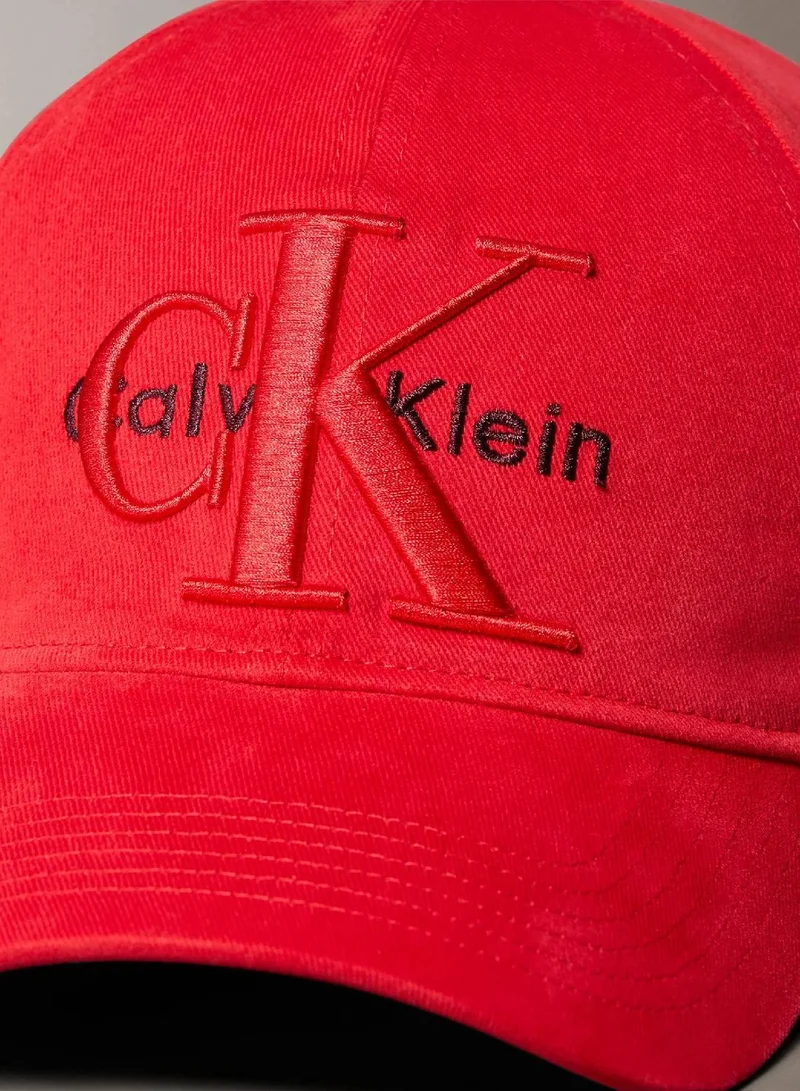 Calvin Klein Flame Scarlet Layered Monogram Logo Graphic Baseball Cap for Men | Best Price UAE