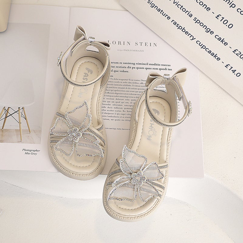 Children's soft sole rhinestone butterfly velcro princess sandals - Image 2