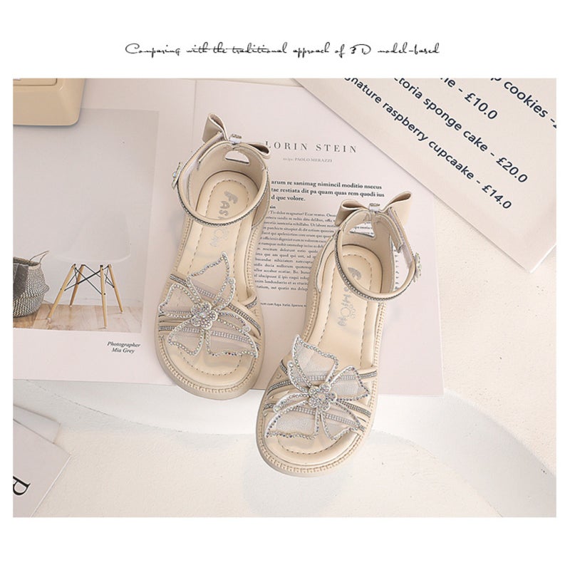 Children's soft sole rhinestone butterfly velcro princess sandals - Image 5