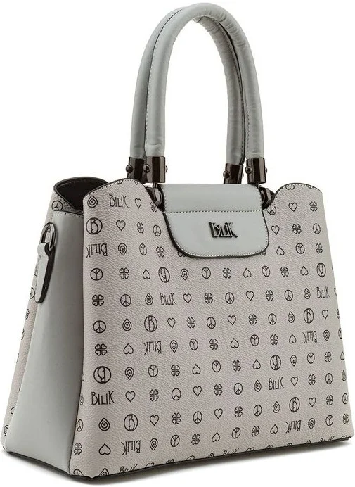 Bilik Deri Bilik Leather Monogram Gray Women's Handbag Riv 228-MN