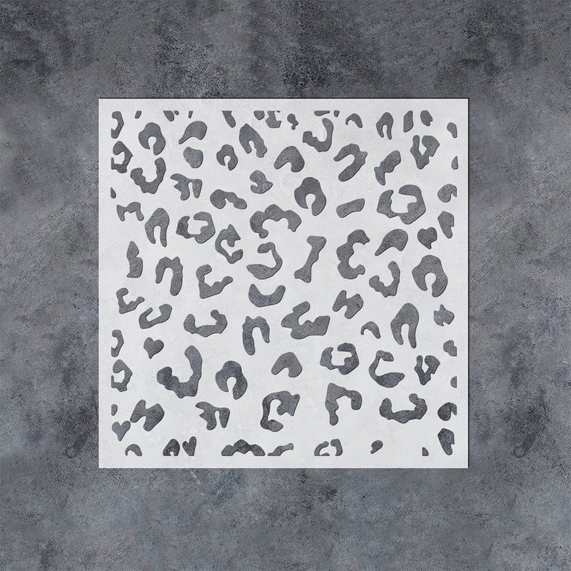 GSS Designs Leopard Skin Stencil  Reusable Cheetah Print Stencils for Painting on Wood Fabric Baking Furniture Wall Floor Decor 12 x 12