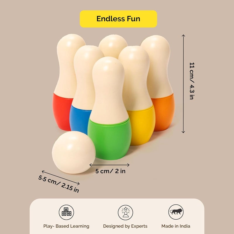 Shumee Wooden Bowling Set for Ages 2+ with 6 Pins & 1 Ball | Coordination & Fine Motor Skill Toys for Kids | Activity Toys for 2-5 Years Old | Durable & Lightweight | Ideal Gift - Image 3