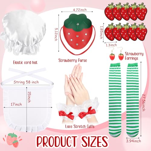 Coume 7 Pcs Strawberry Cake Costume Women Halloween Sweety Berry Accessories for Women Adult Halloween Cosplay Dress up Party(Strawberry Style) - Image 2