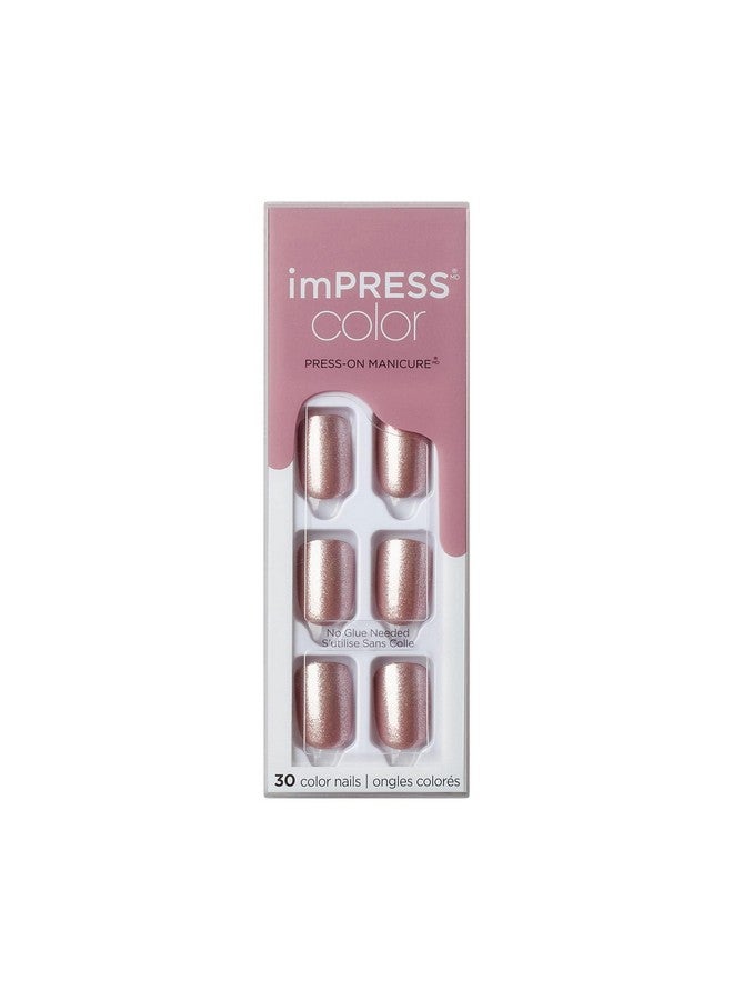 Impress Press No Glue Mani Press On Nails, Color, 'Champagne Pink', Pink, Short Size, Squoval Shape, Includes 30 Nails, Prep Pad, Instructions Sheet, 1 Manicure Stick, 1 Mini File - Image 1