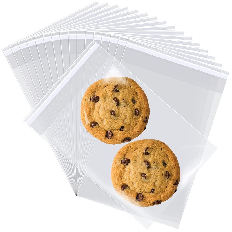Romeda 300 Pcs Cellophane Bags 4x6 28 Mils Cookie Bags for Packaging Small Cellophane Bags Self Adhesive Cello Bags Small Clear Plastic Bags for Candy Bread Dessert Party Favors Bakery