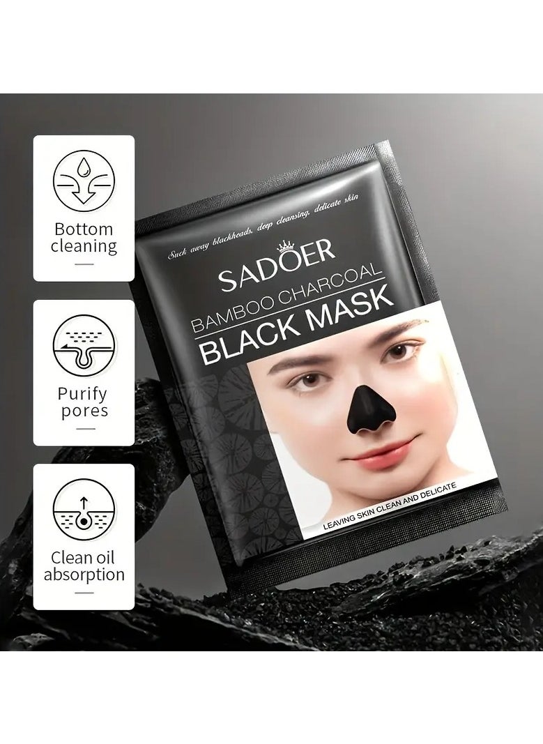 SADOER 30 Pieces Of Bamboo Charcoal Blackhead Nose Patch Nose Mask Deep Cleansing Nose Pores Remove Blackheads Refining Pores  - Image 1