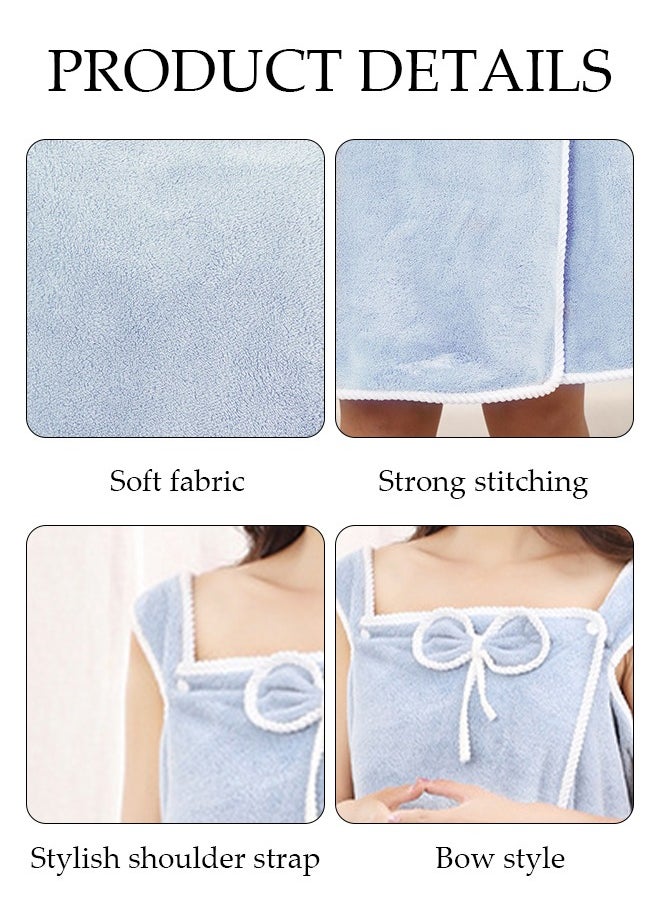DUNISO Women's Bath Robe, Off Shoulder Wearable Bath Towel Quick Dry Lightweight Highly Water Absorbent Beach Spa Gym Bathrobes Slip Dress Bathing Shower Cover Up Tube Dress Nightwear Sleeping Robe  - Image 2
