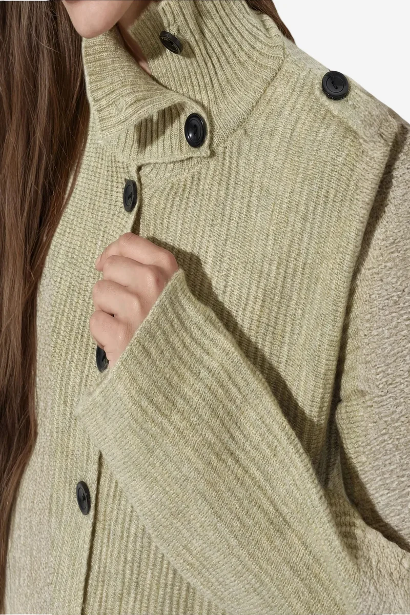 Viorna VIORNA Ribbed Half-Turtleneck Button Cardigan