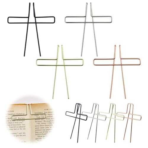 YETOOME 4 Pack Music Book Metal Clip Page Holder for Reading, 4 Colors Book Opener Holder Clip Portable Piano Sheet Music Holders Accessories for Reading Lovers (Rose Gold, Black, Gold, Silver) - Image 1