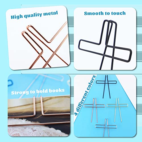 YETOOME 4 Pack Music Book Metal Clip Page Holder for Reading, 4 Colors Book Opener Holder Clip Portable Piano Sheet Music Holders Accessories for Reading Lovers (Rose Gold, Black, Gold, Silver) - Image 5