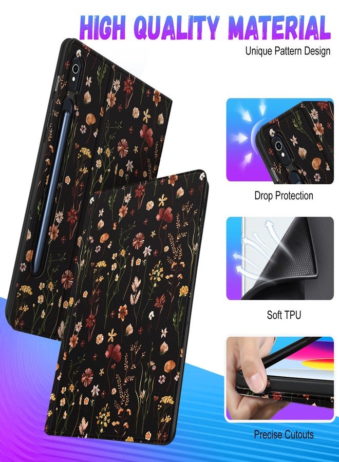 Wazzasoft for Samsung Galaxy Tab S9/S9 FE/S10/S10 FE/S10 Lite Case 10.9 Inch - Smart Folio Cover with Build-in Pencil Holder Women Girls Design for Samsung Tablet S9 Cover 11 inch,Retro Floral - Image 4