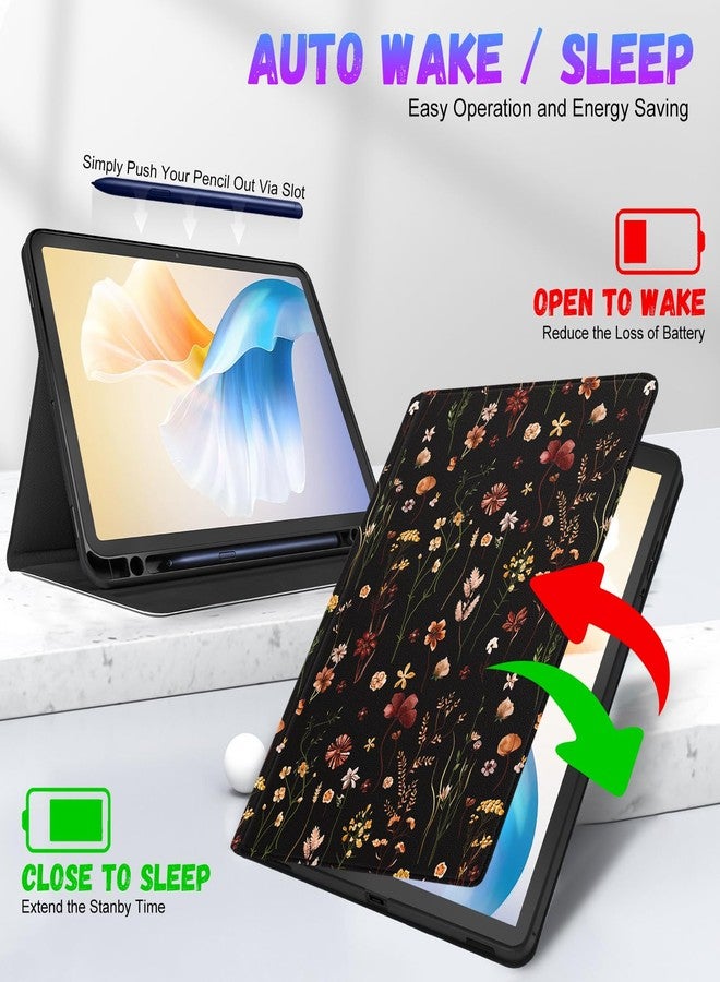 Wazzasoft for Samsung Galaxy Tab S9/S9 FE/S10/S10 FE/S10 Lite Case 10.9 Inch - Smart Folio Cover with Build-in Pencil Holder Women Girls Design for Samsung Tablet S9 Cover 11 inch,Retro Floral - Image 5