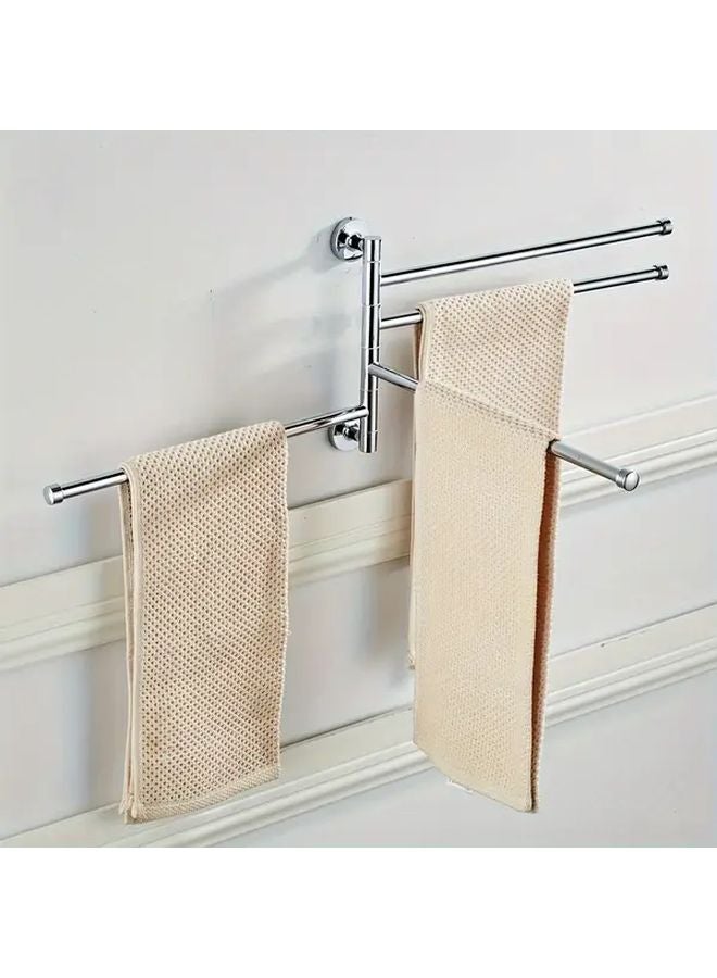 Movable Four Pole Stainless Steel Towel Rack Wall Mounted Multi Functional Bathroom Holder - Image 2