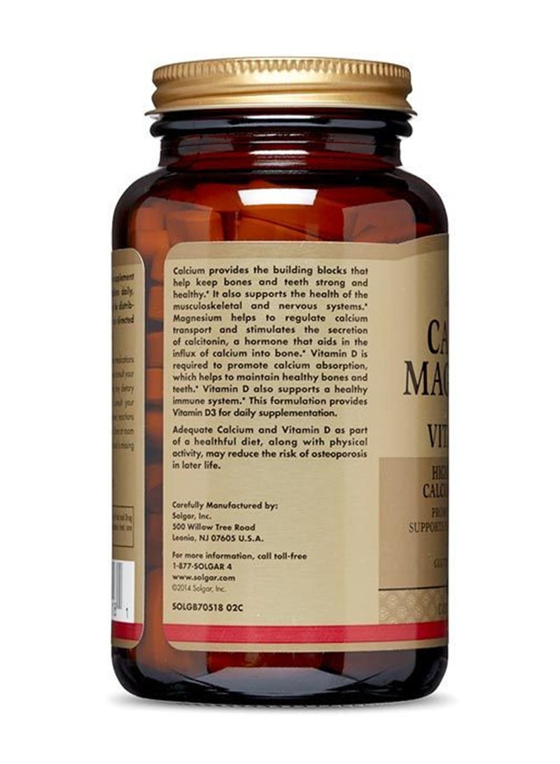 Solgar Calcium Magnesium With Vitamin D3 Dietary Supplement Highly Absorbable Form Promotes Healthy Bones Supports Nerve And Muscle Functions - 150 Tablets - Image 2